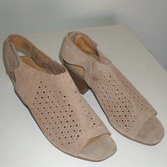 White Mountain Womens Taupe Laser-cut Suede Leather Slingback 2.5" NWOB Heel- 7M - Picture 3 of 9
